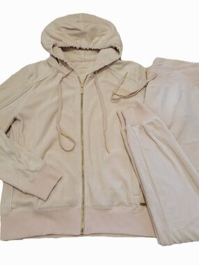 Calvin Klein Blush Velour Zip Hoodie & Jogger Set - M
